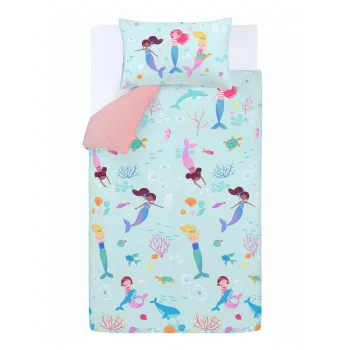 Lenjerie de pat copii pentru pat 1 persoana 135x200 cm Mermaid - Catherine Lansfield imagine