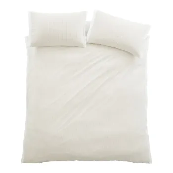 Lenjerie de pat crem din bumbac percal pentru pat dublu cu 3 piese 200x200 cm Seersucker Woven Stripe aEURBianca imagine