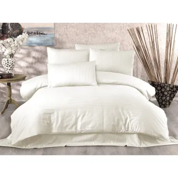 Lenjerie de pat crem din bumbac satinat pentru pat de o persoana 140x200 cm Lilyum - Mijolnir imagine