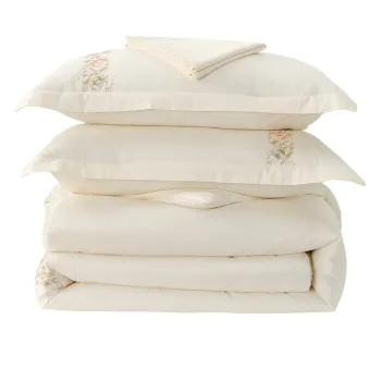 Lenjerie de pat crem din bumbac satinat pentru pat de o persoana cu cearceaf inclus/cu 6 piese 140x200 cm Maison Bloom - Mila Home Luxury imagine