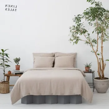 Lenjerie de pat crem din fibre de canepa pentru pat de o persoana 140x200 cm - Linen Tales imagine