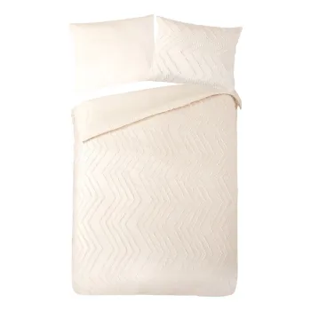 Lenjerie de pat crem din microfibra pentru pat de o persoana/extinsa 140x220 cm Pure Zigzag - Good Morning imagine