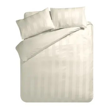 Lenjerie de pat crem din satin pentru pat dublu 220x230 cm So Soft Satin Stripe - Catherine Lansfield imagine
