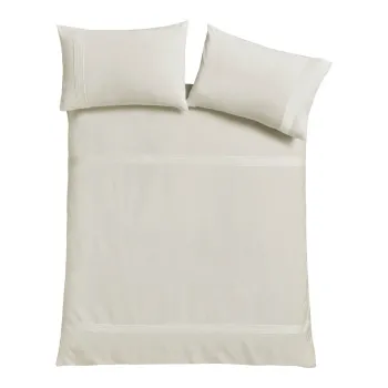 Lenjerie de pat crem pentru pat de o persoana 135x200 cm Pintuck Easy Iron Percale - Catherine Lansfield imagine