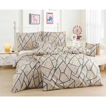 Lenjerie de pat de o persoana din micro satin maro deschis 140x200 cm 6 piese Marco - My House imagine