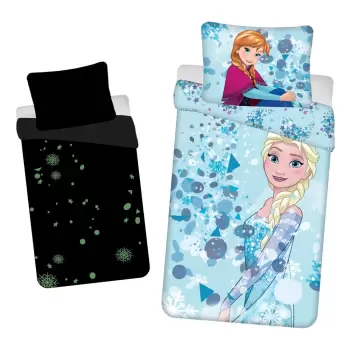 Lenjerie de pat din bumbac cu efect luminos pentru copii Jerry Fabrics Frozen Glow, 140 x 200 cm imagine
