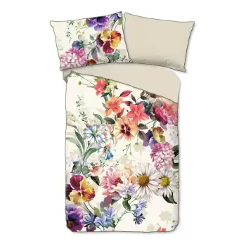 Lenjerie de pat din bumbac organic pentru pat de o persoana Descanso Flower Garden, 140 x 220 cm imagine