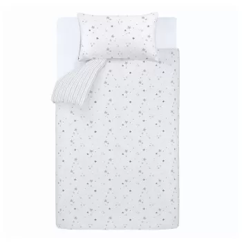 Lenjerie de pat din bumbac pentru copii 200x135 cm Stars - Bianca imagine