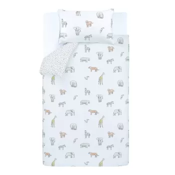 Lenjerie de pat din bumbac pentru copii 200x135 cm Zoo Animals - Bianca imagine