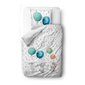 Lenjerie de pat din bumbac pentru copii Butter Kings Flying Bunnies, 100 x 130 cm imagine