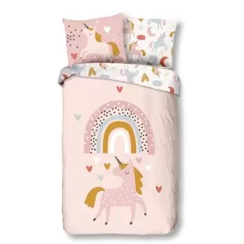 Lenjerie de pat din bumbac pentru copii Good Morning Unicorn, 140 x 220 cm imagine