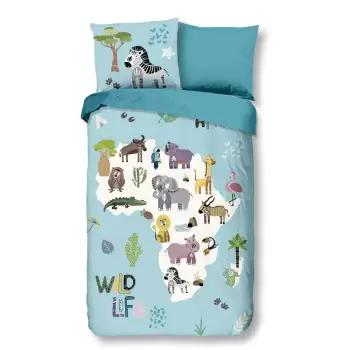 Lenjerie de pat din bumbac pentru copii Good Morning Wild Life, 140 x 200 cm imagine