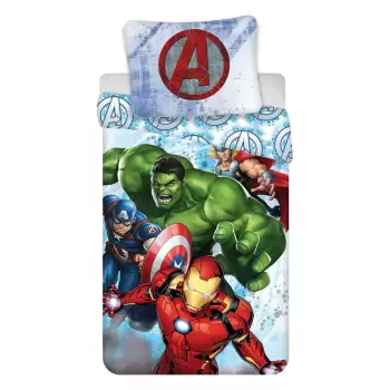 Lenjerie de pat din bumbac pentru copii Jerry Fabrics Avengers Heroes, 140 x 200 cm imagine