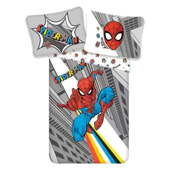 Lenjerie de pat din bumbac pentru copii Jerry Fabrics Spiderman, 140 x 200 cm, gri imagine