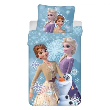 Lenjerie de pat din bumbac pentru copii pentru pat de o persoana 140x200 cm Frozen - Jerry Fabrics imagine