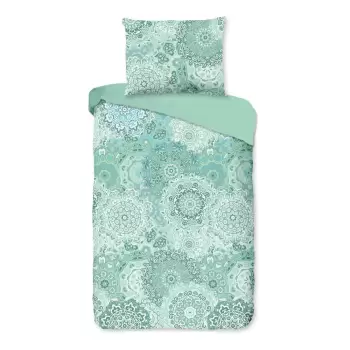 Lenjerie de pat din bumbac pentru pat dublu Bonami Selection Mandala, 200 x 220 cm, verde imagine