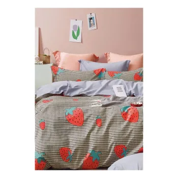 Lenjerie de pat din bumbac ranforce pentru pat de o persoana/extinsa cu cearceaf inclus/cu 3 piese 160x220 cm Strawberry - Mila Home imagine