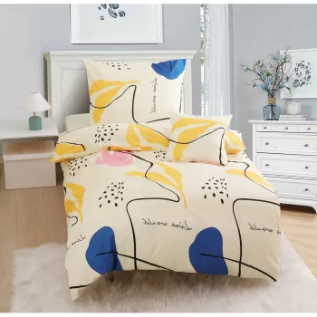 Lenjerie de pat din microsatin galbena pentru pat de o persoana cu 3 piese 140x200 cm Sophia - My House imagine