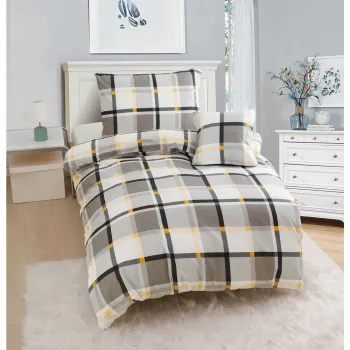 Lenjerie de pat din microsatin maro-crem pentru pat de o persoana cu 3 piese 140x200 cm Henry - My House imagine