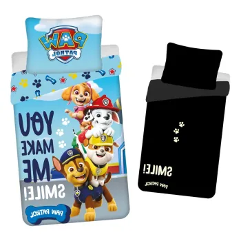 Lenjerie de pat fosforescenta pentru copii din bumbac pentru pat de o persoana 140x200 cm Paw Patrol - Jerry Fabrics imagine