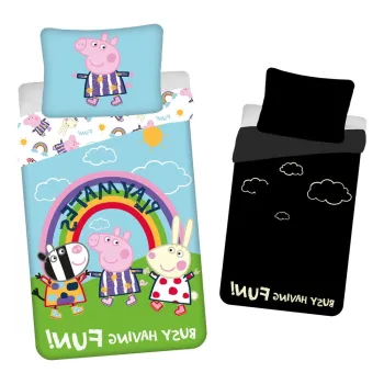 Lenjerie de pat fosforescenta pentru copii din bumbac pentru pat de o persoana 140x200 cm Peppa Pig - Jerry Fabrics imagine