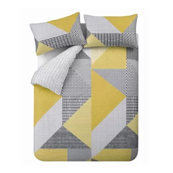 Lenjerie de pat galben-gri 200x135 cm Larsson Geo - Catherine Lansfield imagine