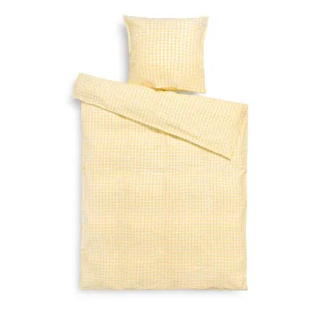 Lenjerie de pat galbena/alba din tesatura crep pentru pat de o persoana/extinsa 140x220 cm Bak&Bolge - JUNA imagine