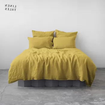 Lenjerie de pat galbena din in pentru pat de o persoana 140x200 cm - Linen Tales imagine