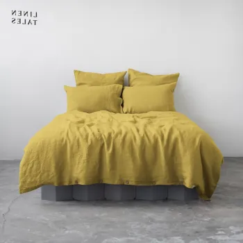 Lenjerie de pat galbena din in pentru pat dublu 200x200 cm - Linen Tales imagine