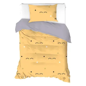 Lenjerie de pat galbena/gri pentru pat de o persoana 140x200 cm Dide - Mijolnir imagine