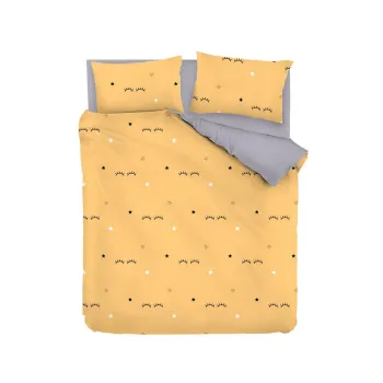 Lenjerie de pat galbena/gri pentru pat dublu 200x200 cm Dide - Mijolnir imagine