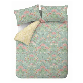 Lenjerie de pat galbena/verde din bumbac pentru pat dublu/extinsa 230x220 cm Art Deco Hydrangea - RHS imagine