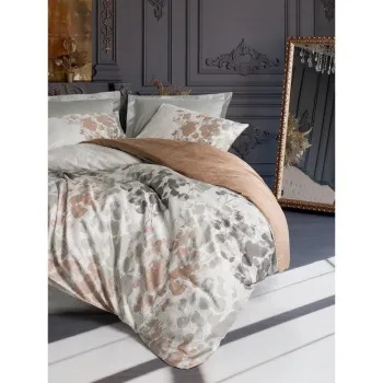 Lenjerie de pat grej din bumbac satinat pentru pat dublu 200x200 cm Blatt - Mijolnir imagine