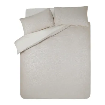 Lenjerie de pat grej din jacquard pentru pat dublu 200x200 cm Corded Leaves - Catherine Lansfield imagine