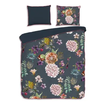 Lenjerie de pat gri antracit din bumbac satinat pentru pat dublu/extinsa 240x220 cm Parma - Descanso imagine