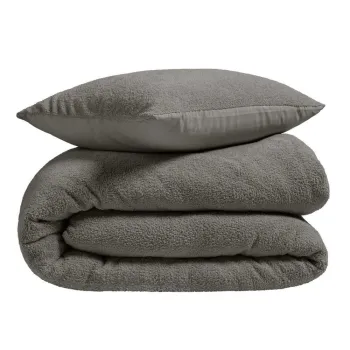Lenjerie de pat gri antracit din microplus/cocolino pentru pat dublu, extinsa 240x220 cm Helena - douceur d'interieur imagine