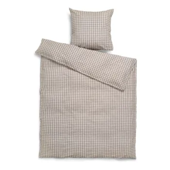 Lenjerie de pat gri-bej din tesatura crep pentru pat de o persoana/extinsa 150x210 cm Bak&Bolge - JUNA imagine