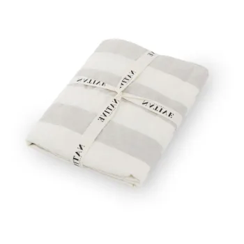 Lenjerie de pat gri deschis/crem din in pentru pat dublu 200x200 cm Natural Stripes - Native Natural imagine