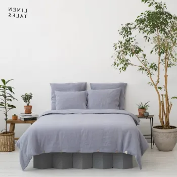 Lenjerie de pat gri deschis din fibre de canepa pentru pat dublu 200x200 cm - Linen Tales imagine