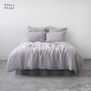 Lenjerie de pat gri deschis din in pentru pat de o persoana 135x200 cm - Linen Tales imagine