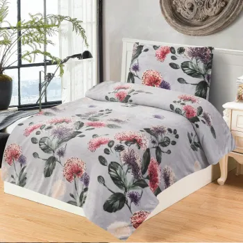 Lenjerie de pat gri deschis din microplus/cocolino pentru pat de o persoana 140x200 cm Margot - My House imagine