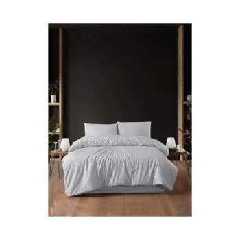 Lenjerie de pat gri deschis pentru pat dublu/extinsa cu cearceaf inclus/cu 4 piese 200x220 cm - Mila Home imagine