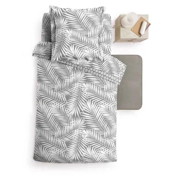 Lenjerie de pat gri din bumbac pentru pat de o persoana 140x200 cm Botania - douceur d'interieur imagine