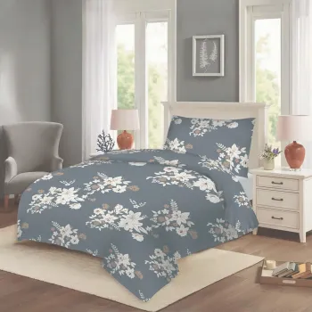 Lenjerie de pat gri din bumbac pentru pat de o persoana 140x200 cm Korin - Cotton House imagine