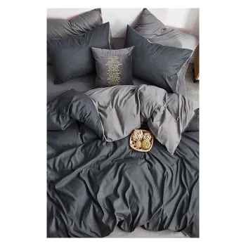 Lenjerie de pat gri din bumbac pentru pat de o persoana-extins si cearceaf 160x220 cm - Mila Home imagine