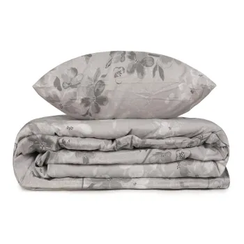 Lenjerie de pat gri din bumbac ranforce pentru pat de o persoana 140x200 cm Elena - Mijolnir imagine