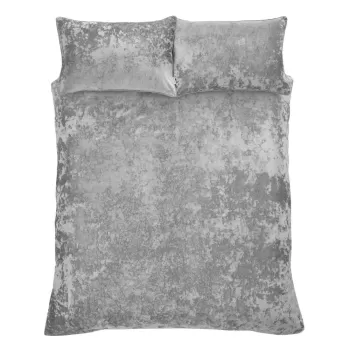 Lenjerie de pat gri din catifea pentru pat dublu-extinsa 230x220 cm Crushed - Catherine Lansfield imagine