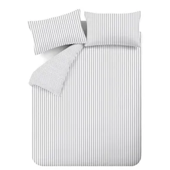 Lenjerie de pat gri din flanela pentru pat de o persoana 135x200 cm Stripe - Catherine Lansfield imagine