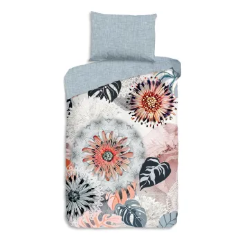 Lenjerie de pat gri din flanela pentru pat de o persoana 140x200 cm Ralvira - HIP imagine