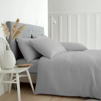 Lenjerie de pat gri din flanela pentru pat dublu/extinsa 230x220 cm Brushed - Catherine Lansfield imagine